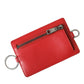 Red Calfskin Leather Lanyard Logo Card Holder Wallet