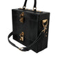 Black Lizard Embossed Calfskin Leather Double Box Bag