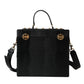 Black Lizard Embossed Calfskin Leather Double Box Bag