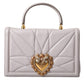 Light Gray Devotion Gold Heart Leather Shoulder Bag