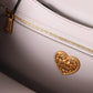 Light Gray Devotion Gold Heart Leather Shoulder Bag