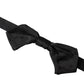 Black Satin Silk Adjustable Neck Men Bow Tie