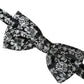 Black Floral Silk Adjustable Neck Men Bow Tie