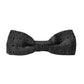 Black Silk Patterned Adjustable Neck Men Bow Tie