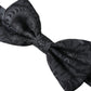 Dark Gray Silk Patterned Adjustable Men Bow Tie