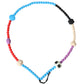 Multicolor Beaded Chain Logo Charm Necklace