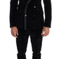 Elegant Black Slim Fit Three-Piece Suit