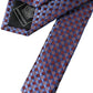 Blue Purple Patterned Silk Adjustable Men Tie