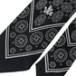 Black Patterned 100%Silk Adjustable Tie