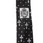 Black White Cross Silk Adjustable Tie