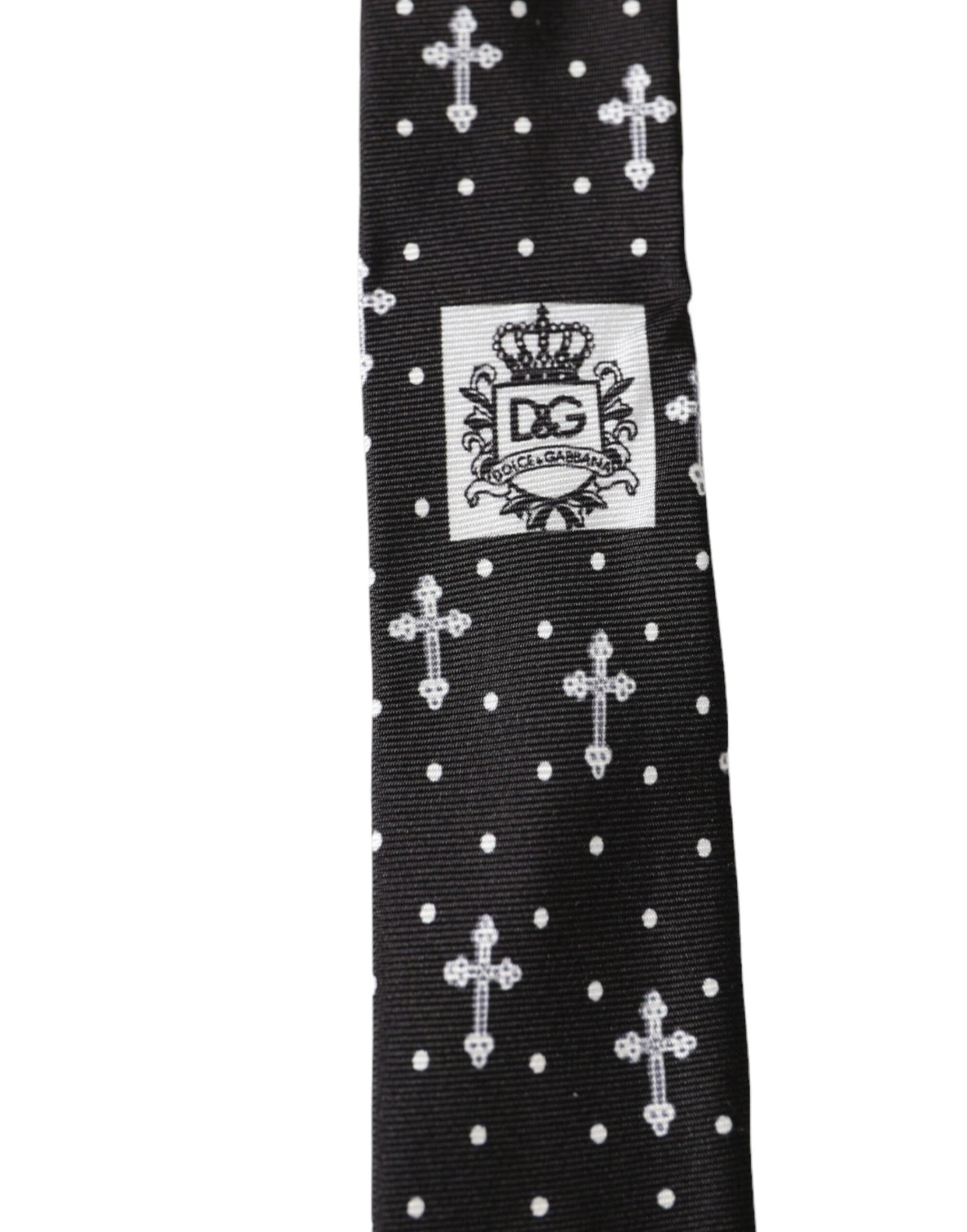 Black White Cross Silk Adjustable Tie