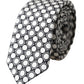 White Circles 100% Silk Adjustable Tie