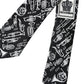 Black Trumpet Print Silk Adjustable Tie