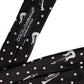 Black Guitar Print Silk Adjustable Tie