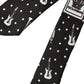 Black Guitar Print Silk Adjustable Tie