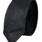 Black Solid 100% Silk Adjustable Tie