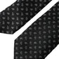 Black Jacquard Patterned Silk Adjustable Men Tie