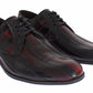 Elegant Black Bordeaux Striped Leather Dress Shoes