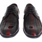 Elegant Black Bordeaux Striped Leather Dress Shoes