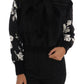 Floral Brocade Black Fur Sweater