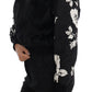 Floral Brocade Black Fur Sweater