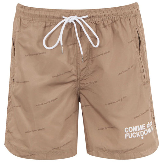 Beige Polyester Men Bermuda Short