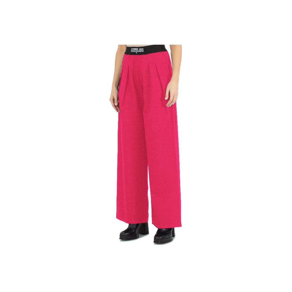 Fuchsia Polyester Jeans & Pant