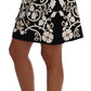 Black White Floral Baroque Crystal Pencil Skirt