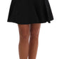 Elegant Black Floral Jacquard A-Line Skirt