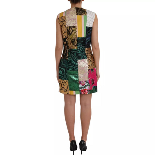 Multicolor Jacquard Patchwork Shift Dress