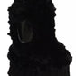 Black Silver Fox Fur Cashmere Hooded Scarf