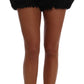 Elegant Black Fur Mini Shorts Hot Pants