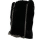 Black Faux Fur Silver Chain Crossbody Shoulder Purse Bag