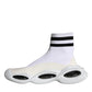 White Black Slip On Wave Socks Sneakers Shoes