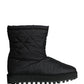 Black Nylon Padded Mid Calf Men Boots Shoes