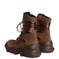 Brown Suede Leather Military Combat Men Boots Shoes