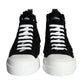 Black White Fur Logo High Top Sneaker Shoes