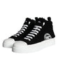 Black White Fur Logo High Top Sneaker Shoes