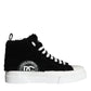 Black White Fur Logo High Top Sneaker Shoes