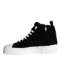 Black White Fur Logo High Top Sneaker Shoes