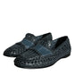 Blue Woven Leather Slip On Loafers Men Shoes