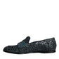 Blue Woven Leather Slip On Loafers Men Shoes