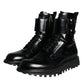 Black Leather Lace Up Men Mid Calf Boots Shoes