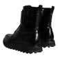 Black Leather Lace Up Men Mid Calf Boots Shoes