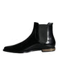 Black Leather Chelsea Ankle Boots Shoes