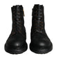 Black Lace Up Mid Calf Boots Men Shoes