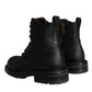 Black Lace Up Mid Calf Boots Men Shoes