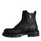 Black Lace Up Mid Calf Boots Men Shoes