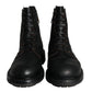 Black Lace Up Mid Calf Boots Men Shoes