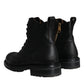 Black Lace Up Mid Calf Boots Men Shoes